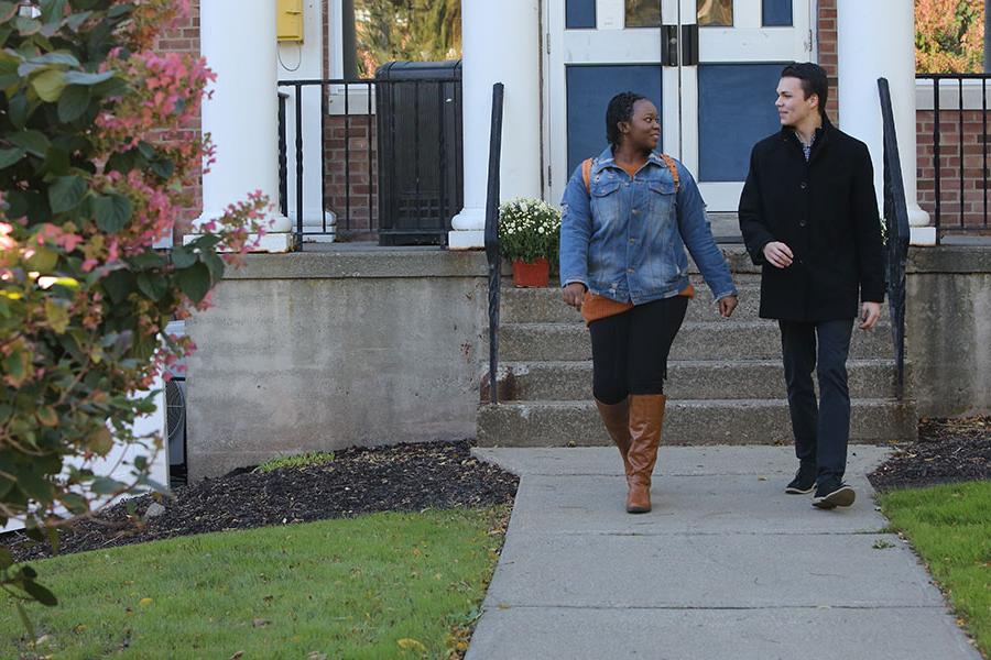 Students walking on campus